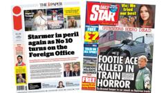 The Papers: 'Starmer in peril' and 'Gunners hero dead'
