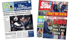 The Papers: 'Starmer on collision course' and 'I didn't know I was fibbing'