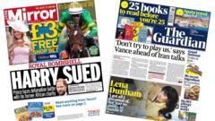 The Papers: 'Harry sued' and Vance warns Iran 'don't try to play us'