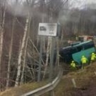 Two in hospital after bus crashes down embankment in the Highlands